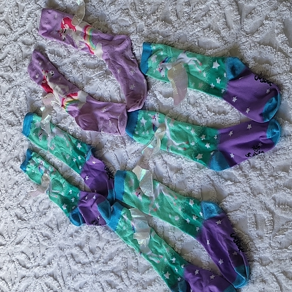4 pairs Justice unicorn socks